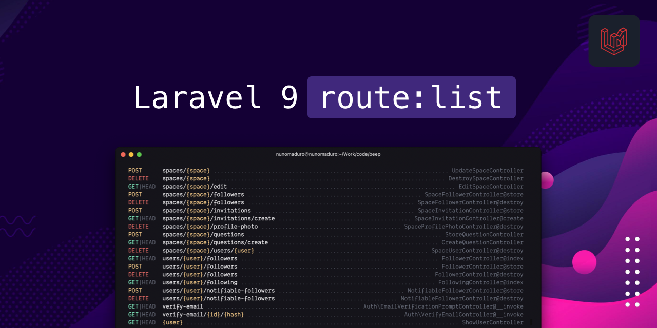 Laravel 9 Route List 