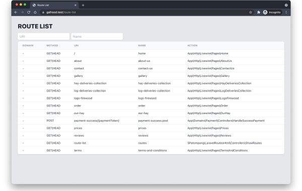 View your Laravel routes in your browser